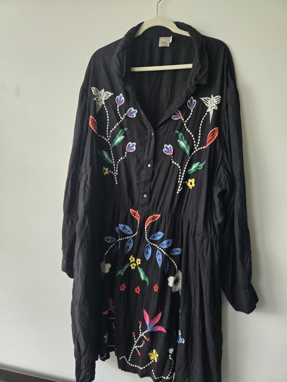 ASOS Black Dress With Floral Embroidered Detail 24